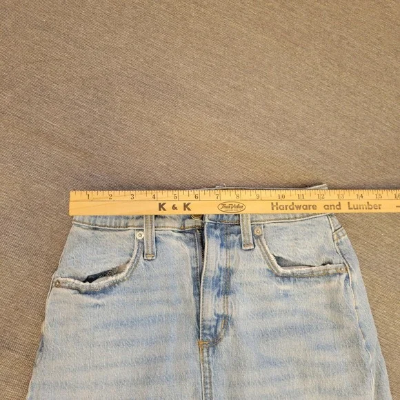 Universal Thread Womens Denim Midi Skirt Light Wash High Rise Front Slit Size 0 - Picture 7 of 7